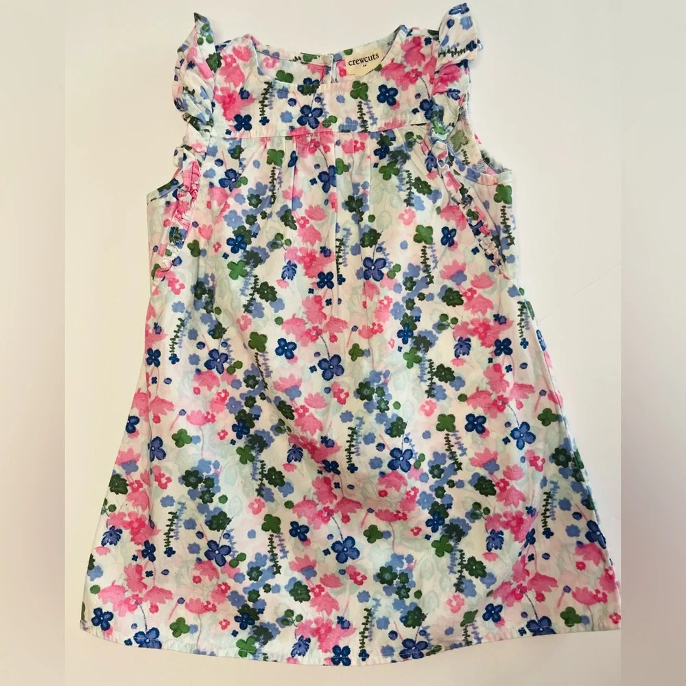 Crewcuts Girls Dress Size 3T Floral Print Flutter‎ Sleeve ALine Cottage Preppy